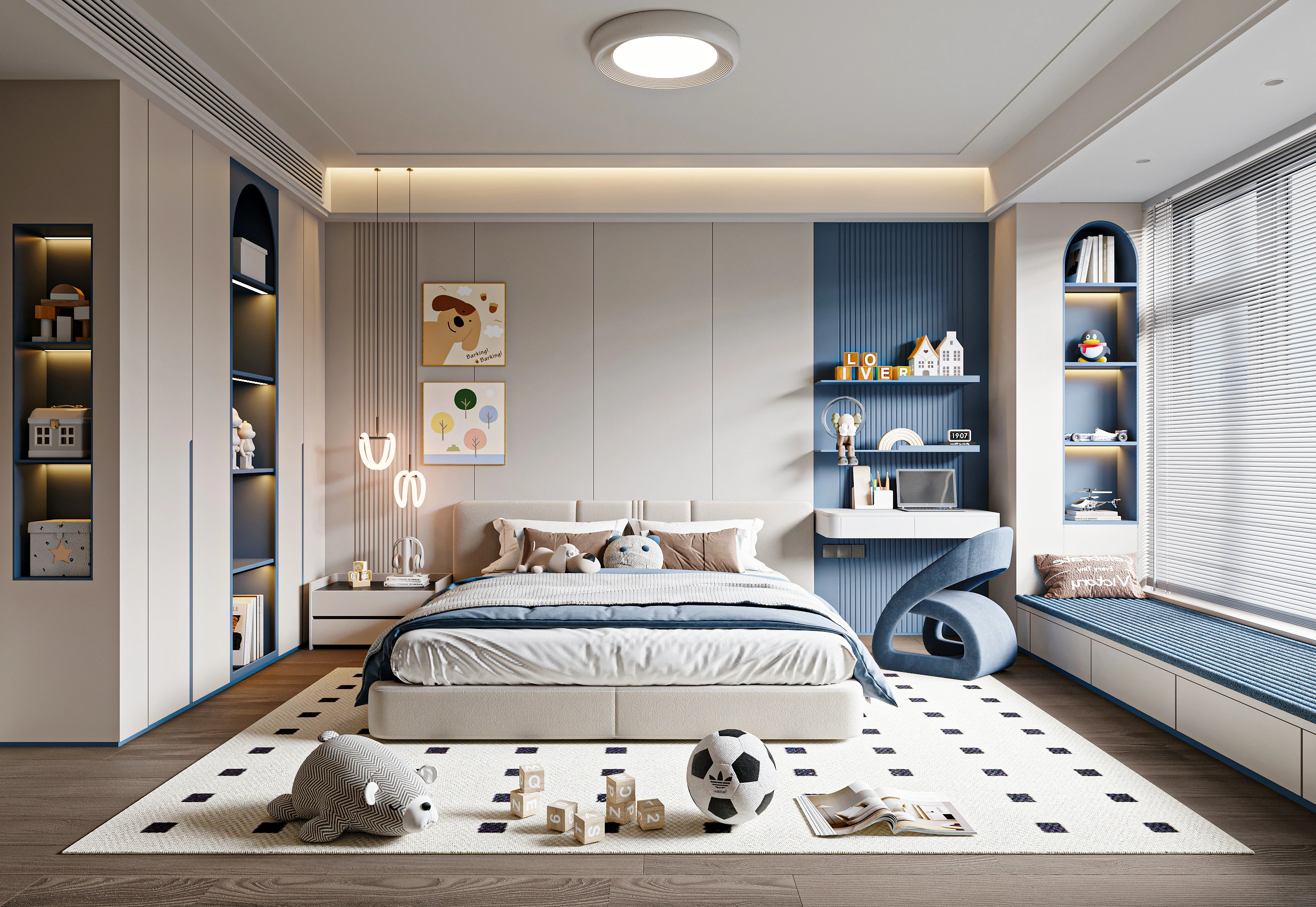 Modern Minimalist Bedroom Kids' Room Double Sliding Doors Eco-Friendly Wardrobe Custom Furniture Free Bespoke Design