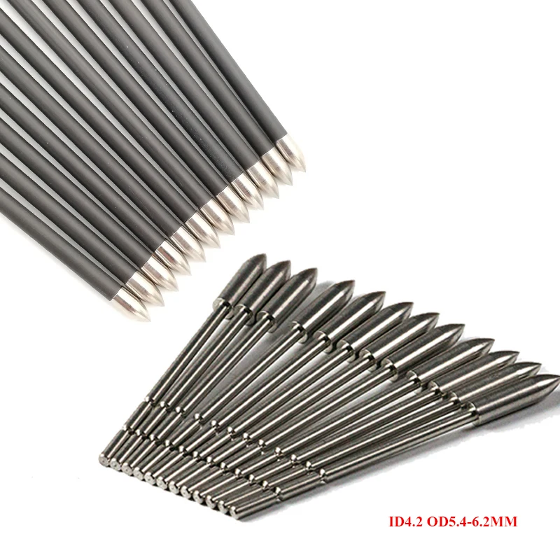 

12pcs Stainless Steel Insert Arrow Point Archery Arrow Head 80-120 Grains for 4.2mm Shaft OD5.4-6.0MM