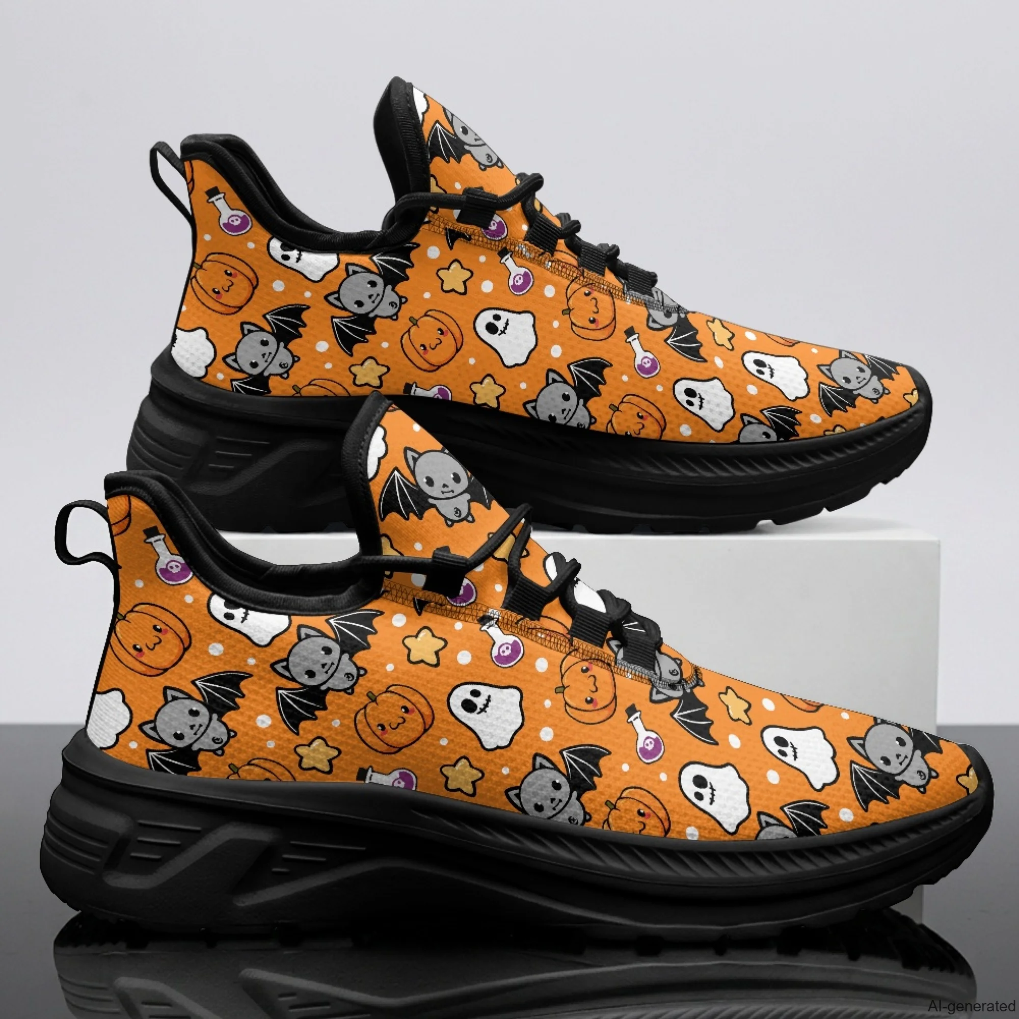 XIXIRIMIDO Womens Walking Shoes Halloween Ghost Football Sneakers Mens Gym Sports Casual Fashion Shoes Trainers Shoes 35-48