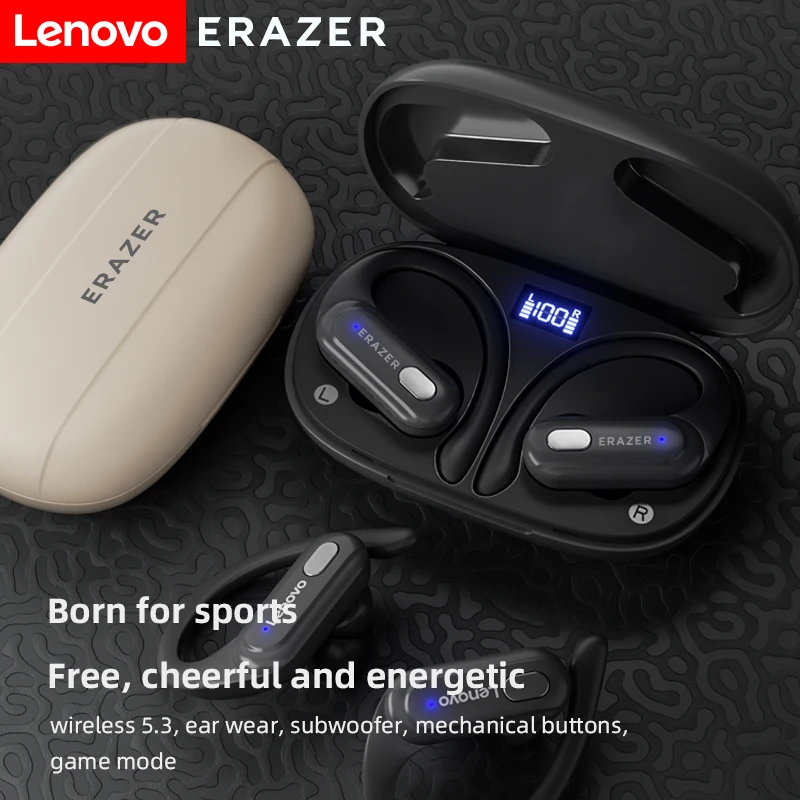 Lenovo ERAZER XT60 PRO Wireless Headphones Sports Earphones Bluetooth 5.3 Waterproof Headsets Noise Reduction HiFi Stereo Sound