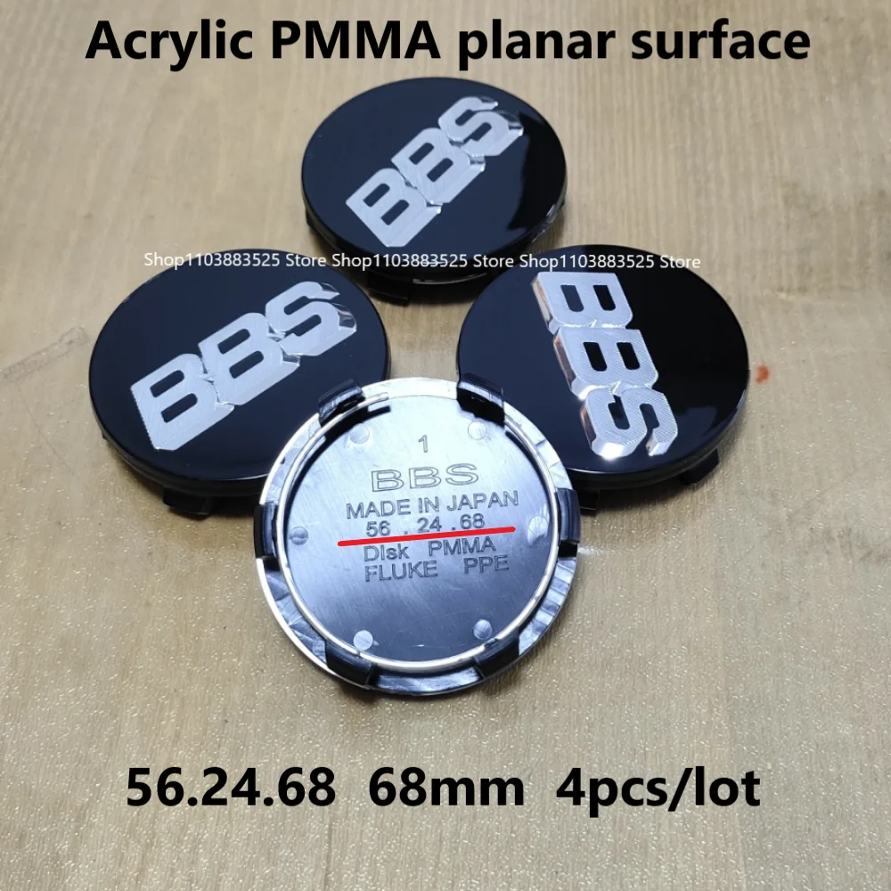 

4pcs Acrylic PMMA planar surface hubcap 68mm 56.24.68 Car Wheel hub center Cap Hub for BBS logo 562468 Center HubCaps