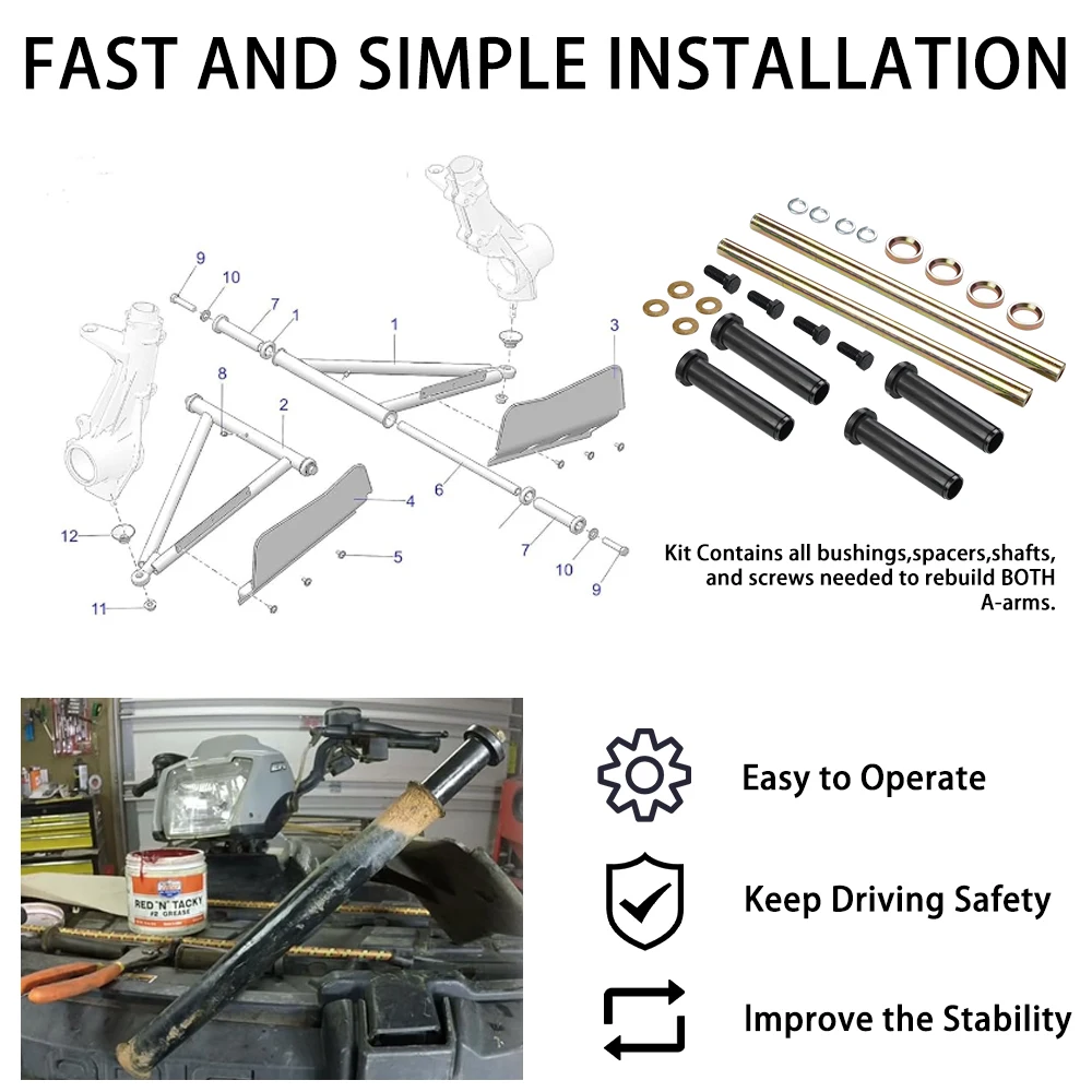 7501093 kit de manchas de eixo de bucha frontal inferior para Polaris Sportsman 400 500 570 600 700 800 para Trail Blazer 250 330 400