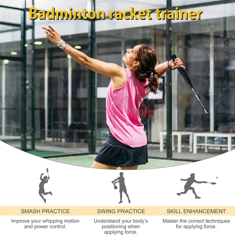 

Badminton Racket Training Device Badminton Training Device Metal Construction Badminton Swing Trainer with Realistic Racket