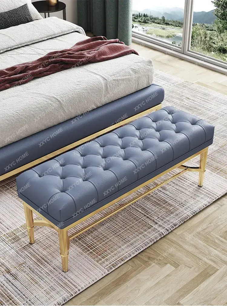 

light luxury shoe stool household sofa stool all leather modern simple shoe stool