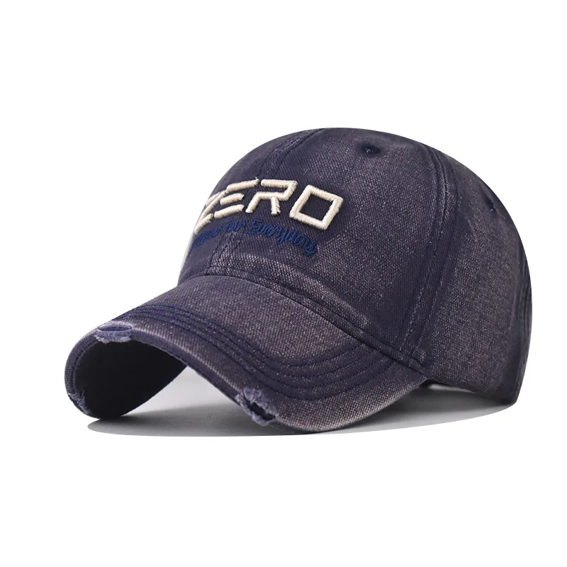 

Unisex Washed Cotton Cap Letter ZERO Embroidery Vintage Baseball Cap Men Women Adjustable Casual Outdoor Streetwear Sports Hat