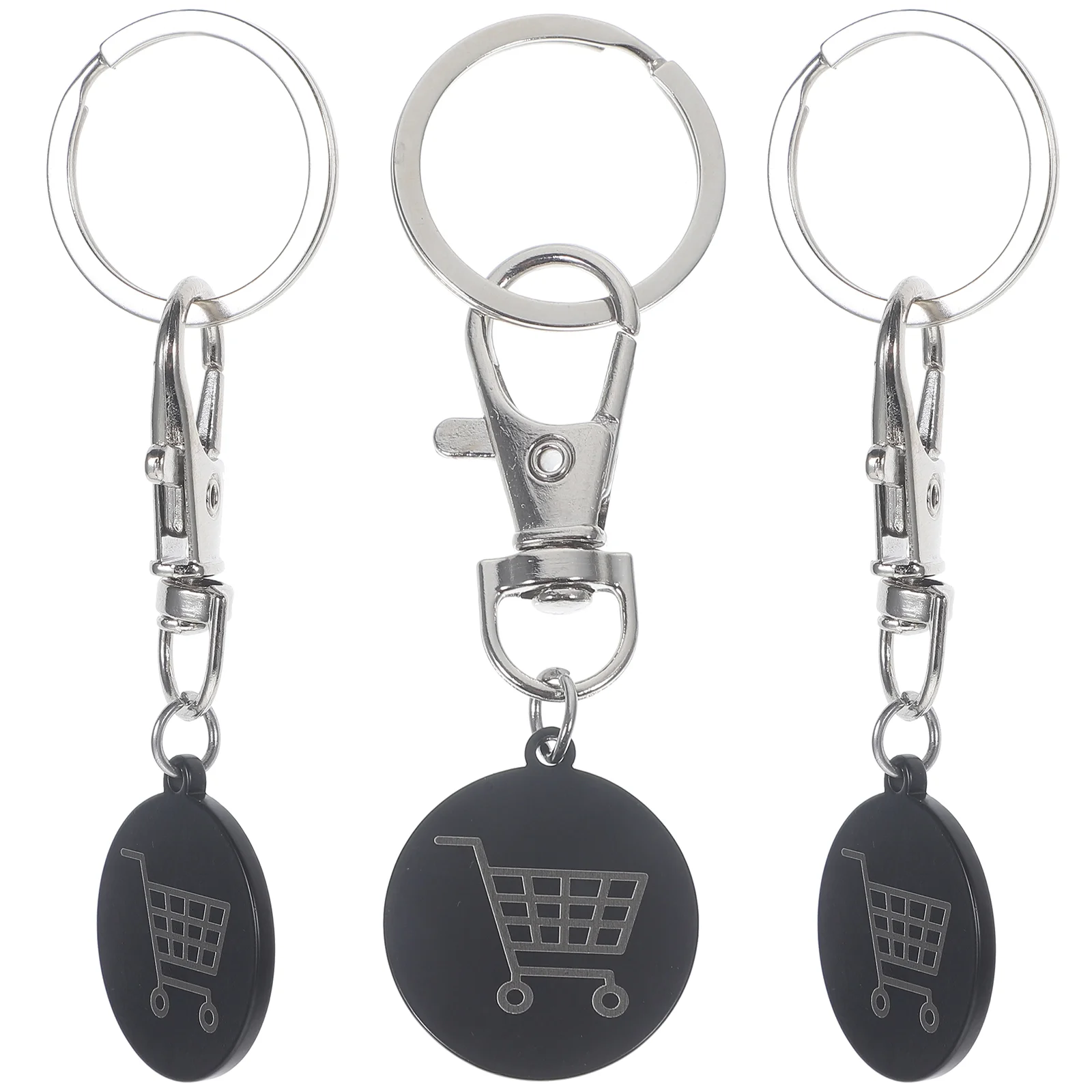 3 Pcs Shopping Cart Keychain Token Pendant Trolley Keyrings Metal Coin Pendants Ornament Portable