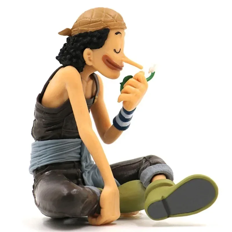 Anime One Piece Usopp Smell Flowers Sitting Posture Action Figure Model Dolls Collection Children's Gift Desktop Decoration