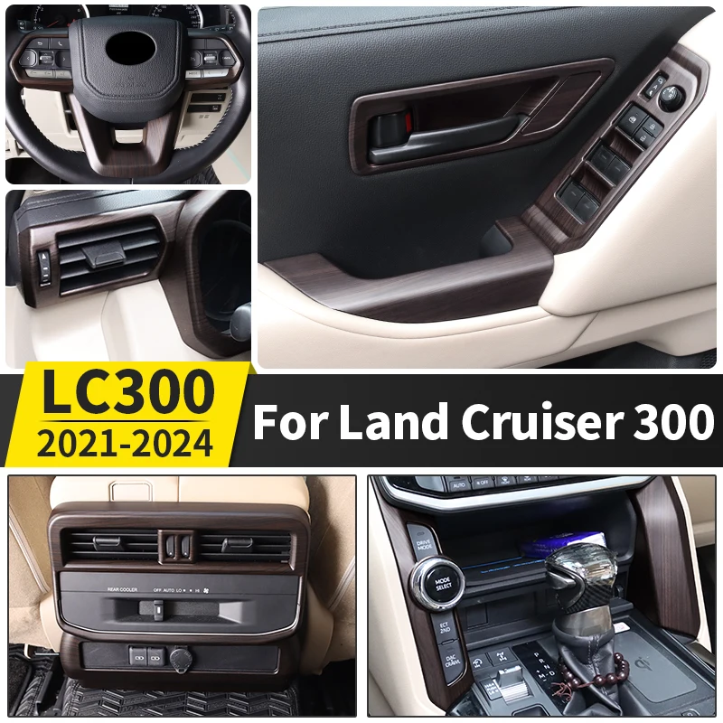 For 2021-2024 Toyota Land Cruiser 300  High Configuration Peach Wood Texture Interior Accessories LC300 Upgraded Modification