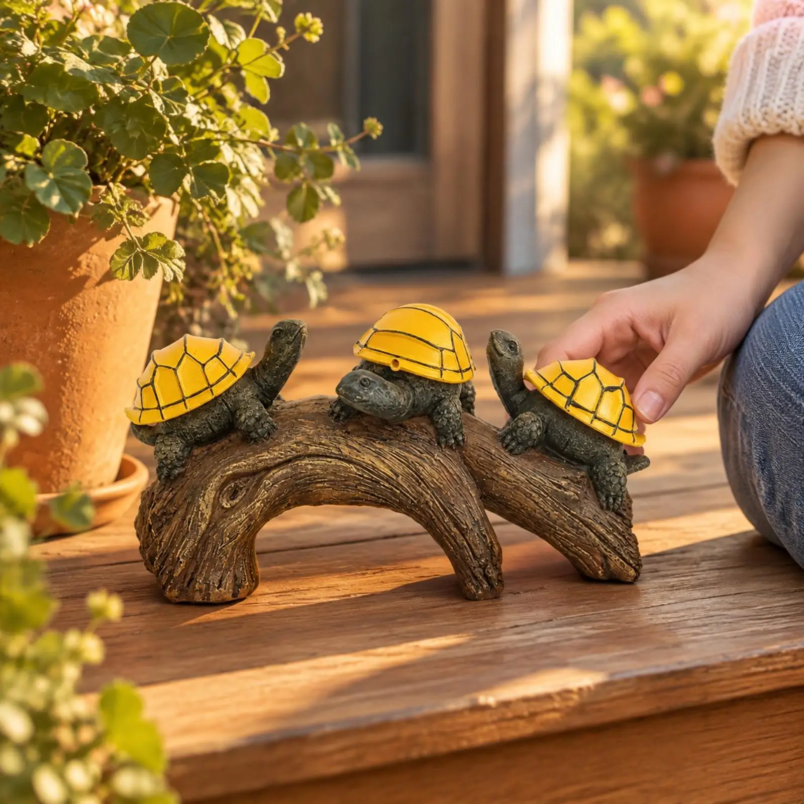 Resin Turtle Figurine Solar Garden Sculpture Outdoor Decor for Lawn Patio Nature Art