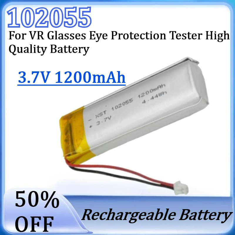 New 3.7V 1200mAh 102055 Polymer Lithium Battery for VR Glasses Eye Protection Tester High Quality Battery