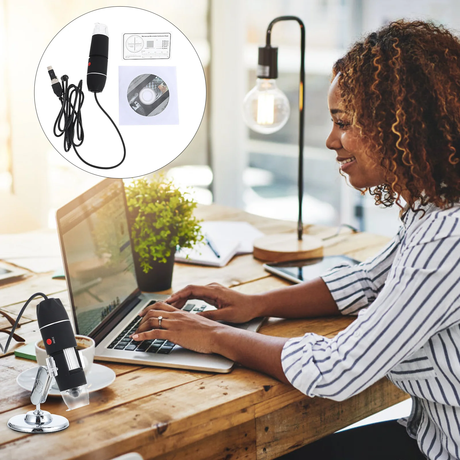 

Electron Digital Microscope Professional High-Definition ABS Alloy LED Adjustable Brightness Home Laboratory Observation