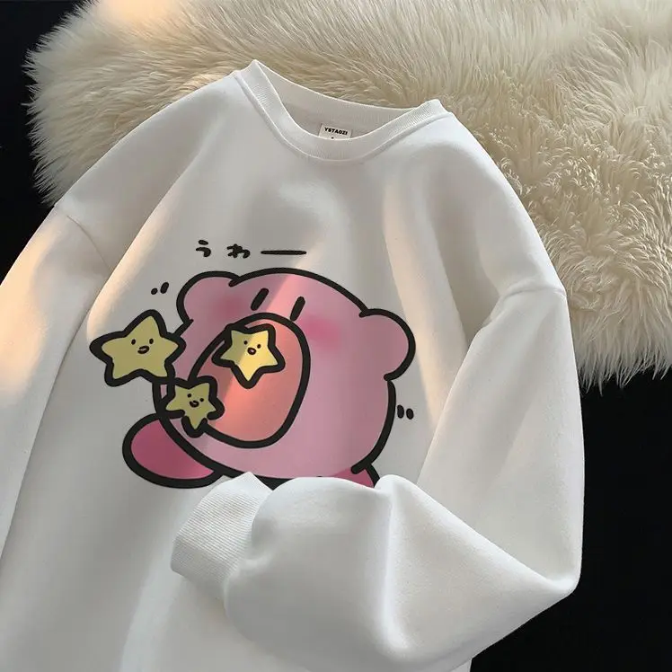 Harajuku Cute Star Pink Cartoon Sweatshirt Women Teenage Girls Kawaii Clothes O-neck Loose Oversized Japanese Y2K K Pop Clothes