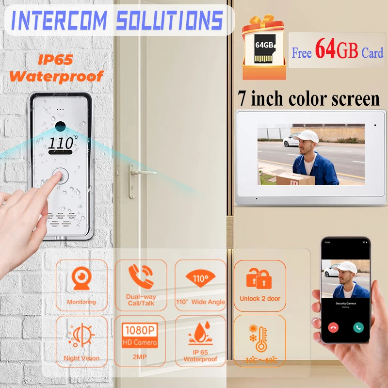 Door Camera Ring Bell Video Doorbell WIFI Smart Home Doorbell Camera Villa Alarm HD Video Doorbell Intercom Apartment