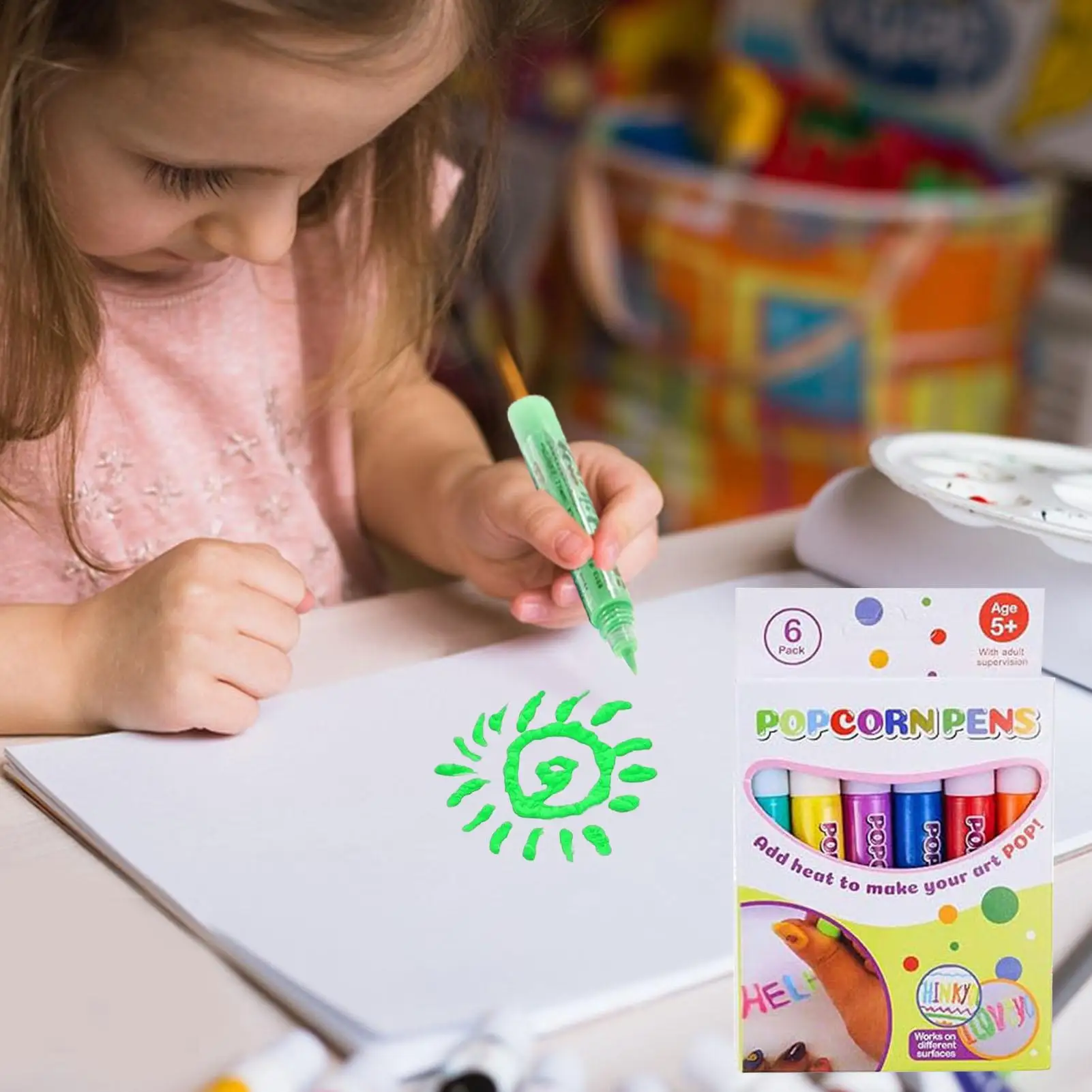 6PCS Magic Paint Set Creative Markers Funny Bubble Pens Portable Art Set for Kids Scrapbooks Art Projects Classroom DIY Gift