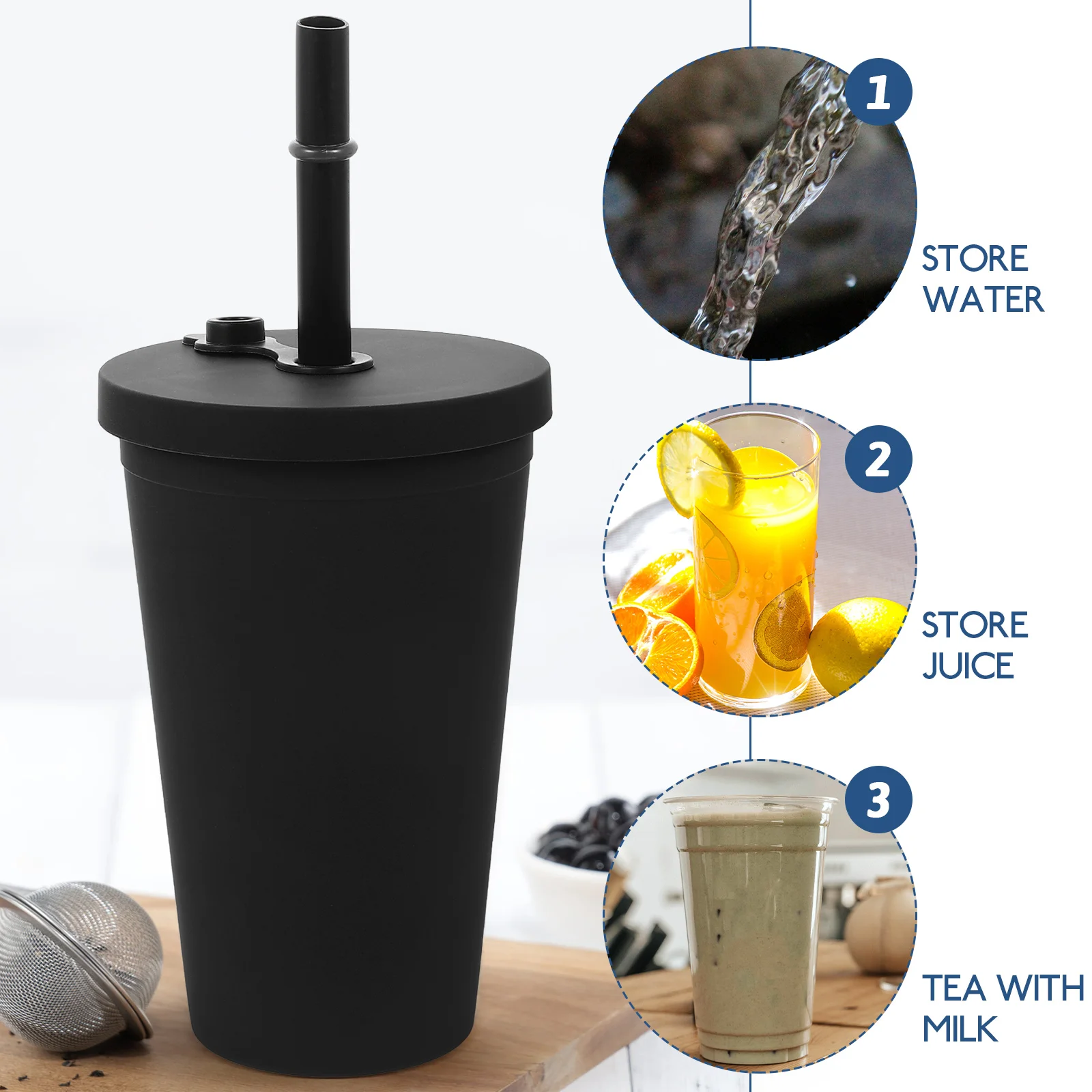 

1pc Double Thickened Drinking Glass 600Ml Leakproof Plastic Water Cup For Travel Outdoor Juice Coffee Milk Reusable