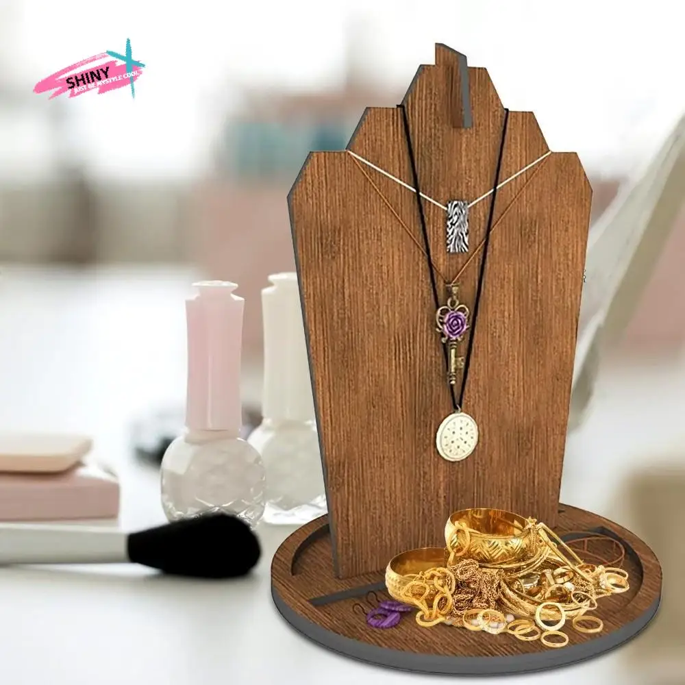 

Wooden Flame Shape Necklace Display Board Jewelry Stable Pendant Organizer Shelf Simple Vintage Necklace Display Stand Bedroom
