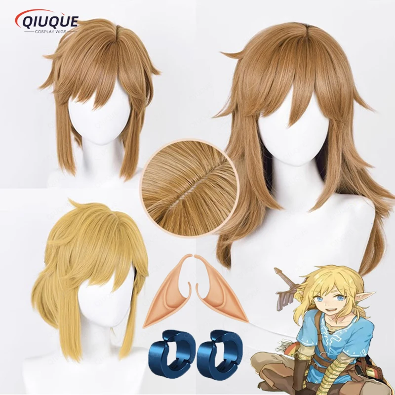 Peluca de Cosplay de Anime Crepúsculo de princesa Breath of the Wild Tears of the Kingdom, pelucas de Cosplay de Zelda resistentes al calor, gorro de peluca, nuevo enlace