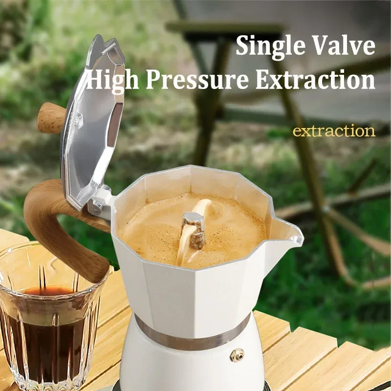 50ml/150ml/300ml Single Valve Coffee Pot Espresso Extraction Kettle Moka Pot Outdoor Brewing High Temperature Coffee Accessories