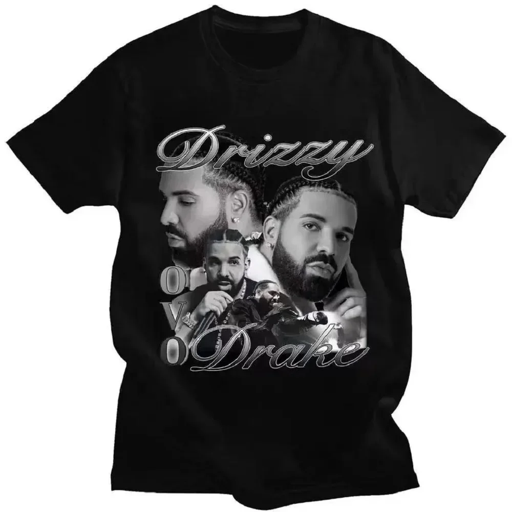 

2025 Rapper Drizzy Drake Print Men Women 100% Cotton Oversized Vintage Short Sleeve T-shirts Hip Hop T Shirt Streetwear Tops