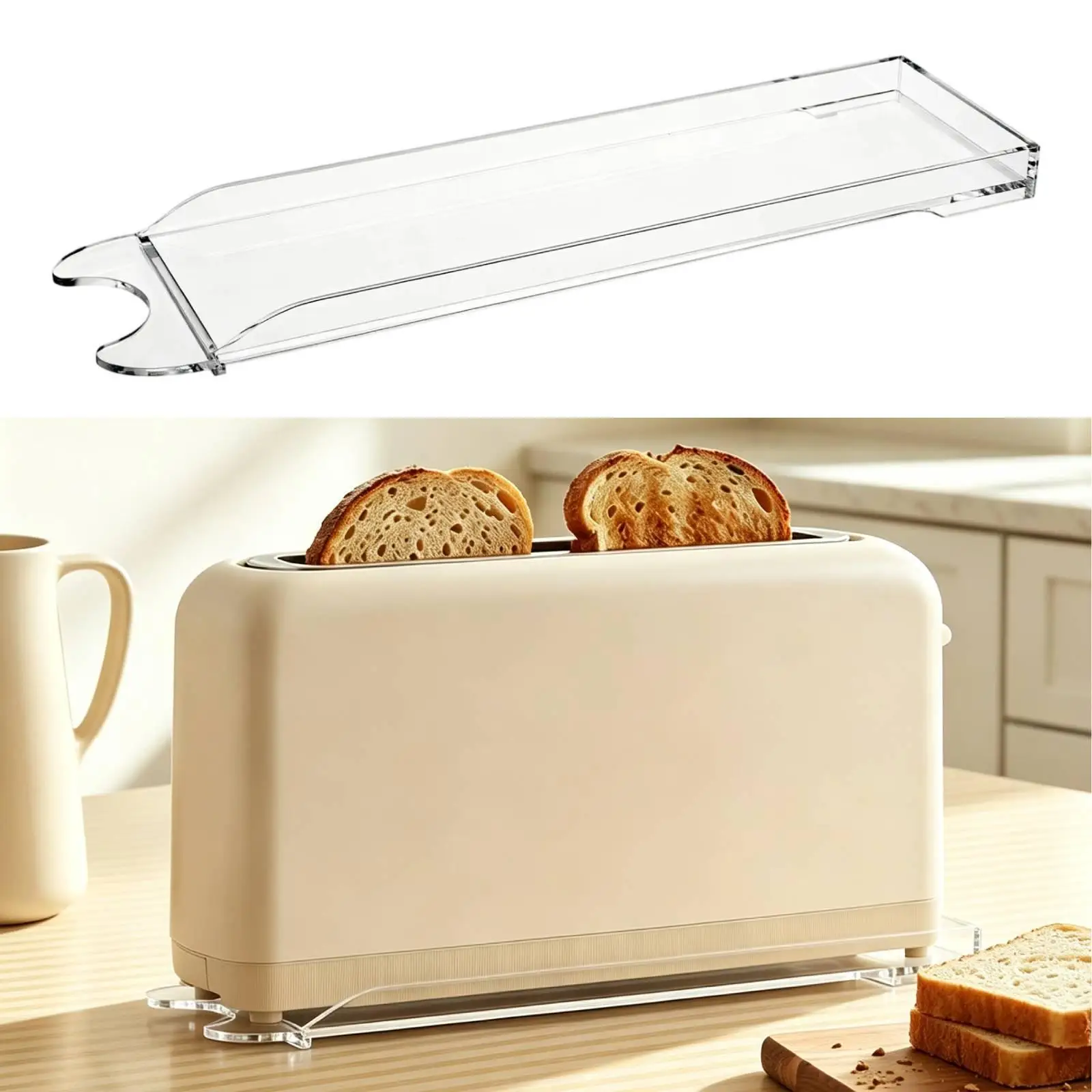 Toaster Tray Base Stand Decorative Heat Resistant Acrylic Crumb Tray Holder for Countertop Kitchen Home Tabletop Appetizer