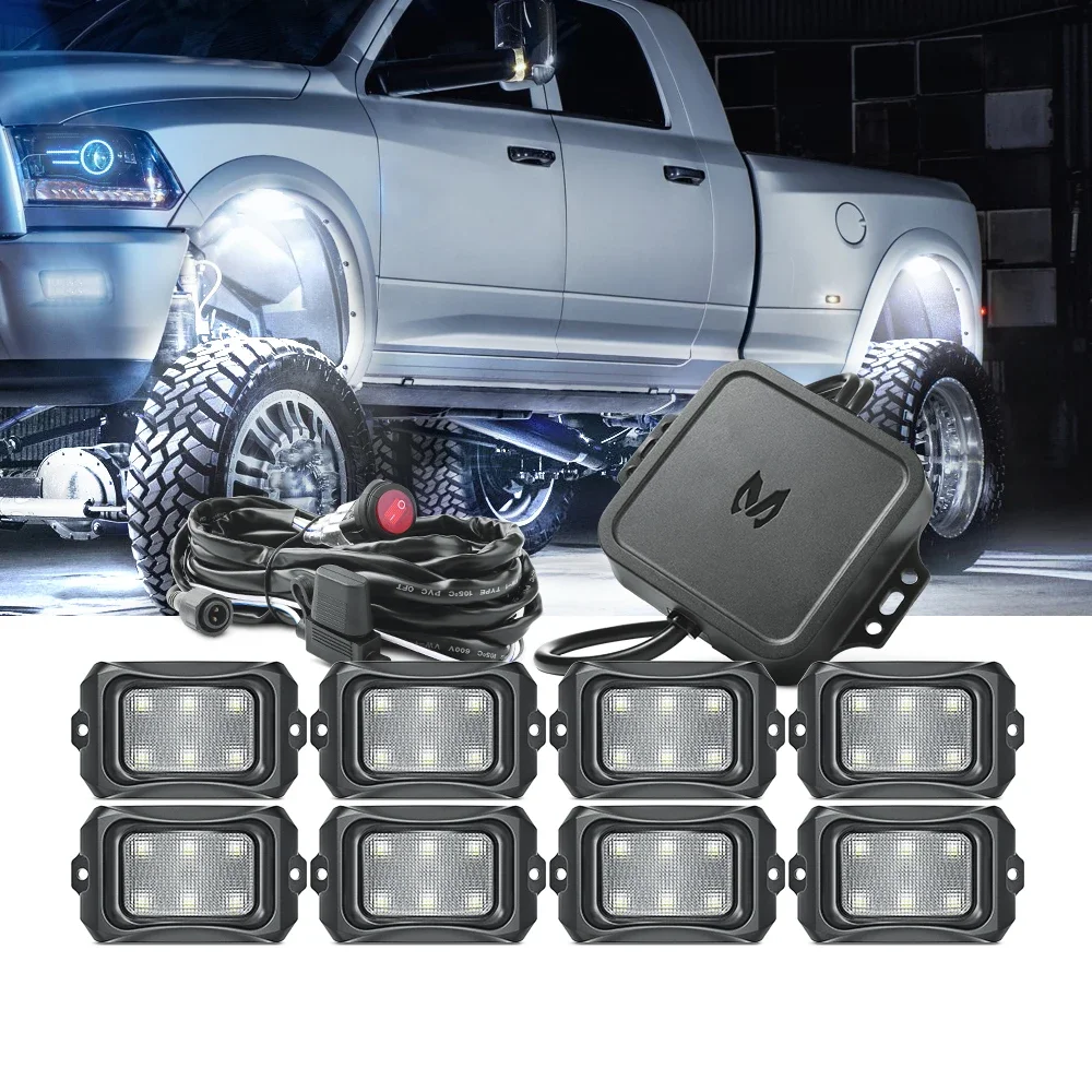 MICTUNING Updated Waterproof 8Pods C2 RGBW LED Rock Lights Underbody Lamps With APP Wirless Control&Music Mode For Boat SUV Car