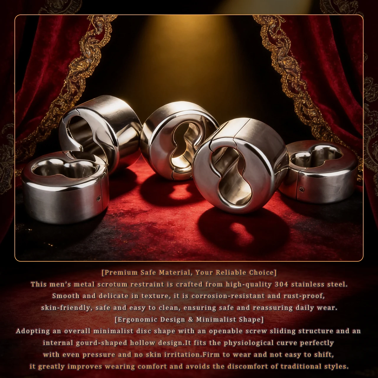 QKKQ Stainless Steel Testicle Stretcher Rings Dick Bondage Penis Ring Cock Restraint Cock Weighted Exercise Men Intimate Games view 6