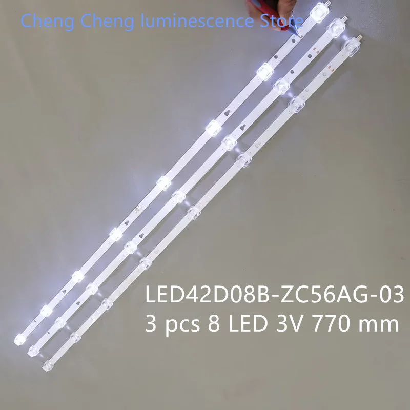 

LCD TV backlight strip FOR LED42D08B-ZC56AG-03 aluminum 100% new 3 pcs 8 LED 3V 770 mm