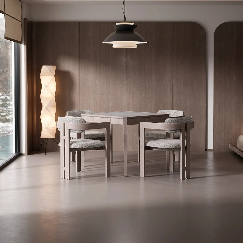 Ash wood simple square table club special chess and card table and chair combination casual square table