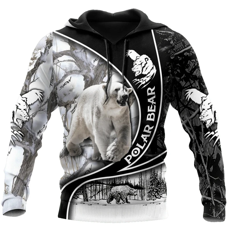 Men's Fashion Clothing 3D Printed Bear Pattern Hoodie New Arrival Unisex Hunting Sweatshirts Funny Animal Spring Men Hoodies Y2k