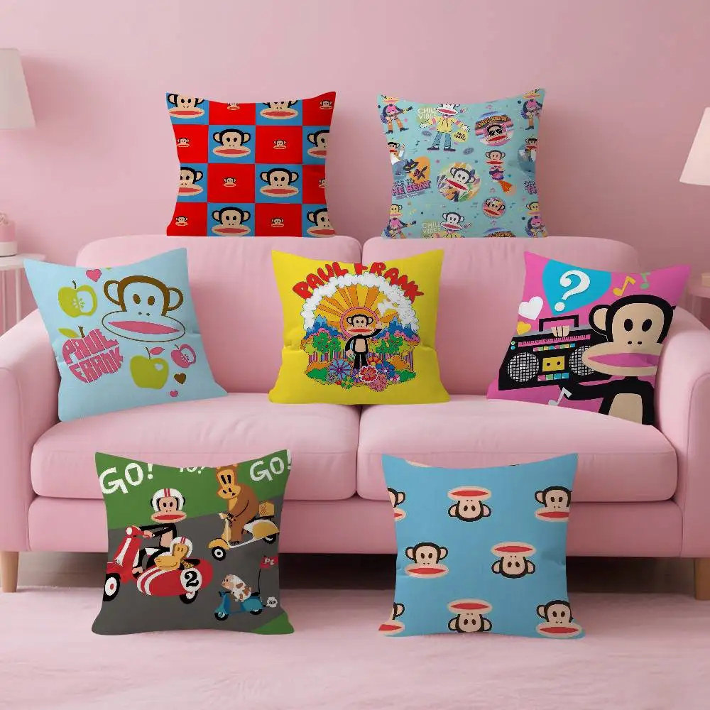 Cartoon P-Paul LOGO Frank Monkey Kissenbezug, Geschenk-Kissenhülle für Schlafzimmer, Zuhause, Sofa, Stuhl, Sitzdekoration