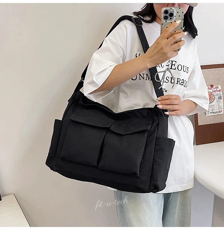 

Casual Multi-pocket Messenger Bags for Women Fashion Nylon Shoulder Bag Ladies Large Handbags Female Travel Shopping Tote Purse
