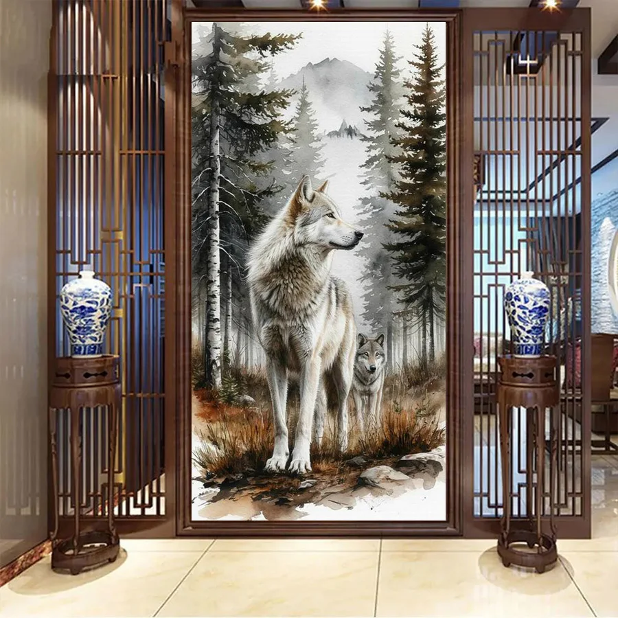 

Forest Dog and Wolf Picture Large Size New Diy Diamond Arts Painting Animals Full Square Round Drill Mosaic Embroidery Kits