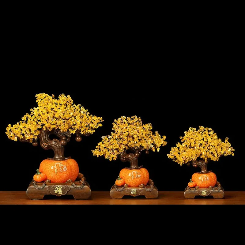 Golden Lucky Money Tree for Business, Extra Large, Natural Citrine