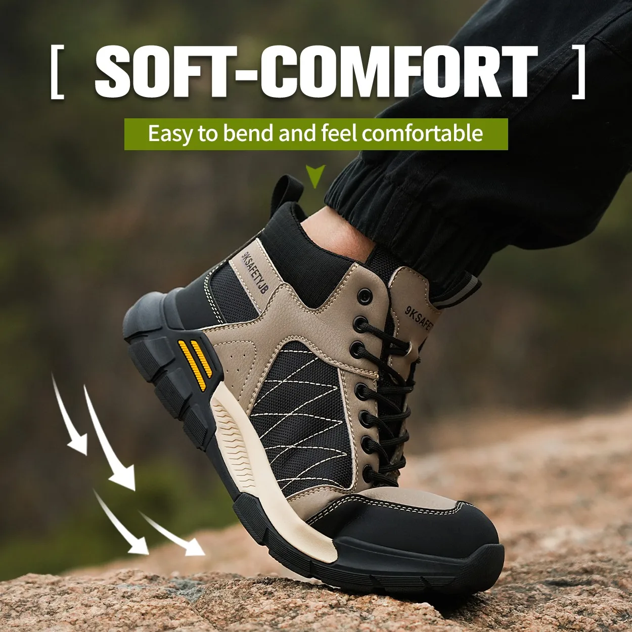 2024 New Safety Shoes Men's Anti Smashing Anti Piercing Protection Shoes With Wear-resistant Cow Tendon Soles Steel Toe Caps