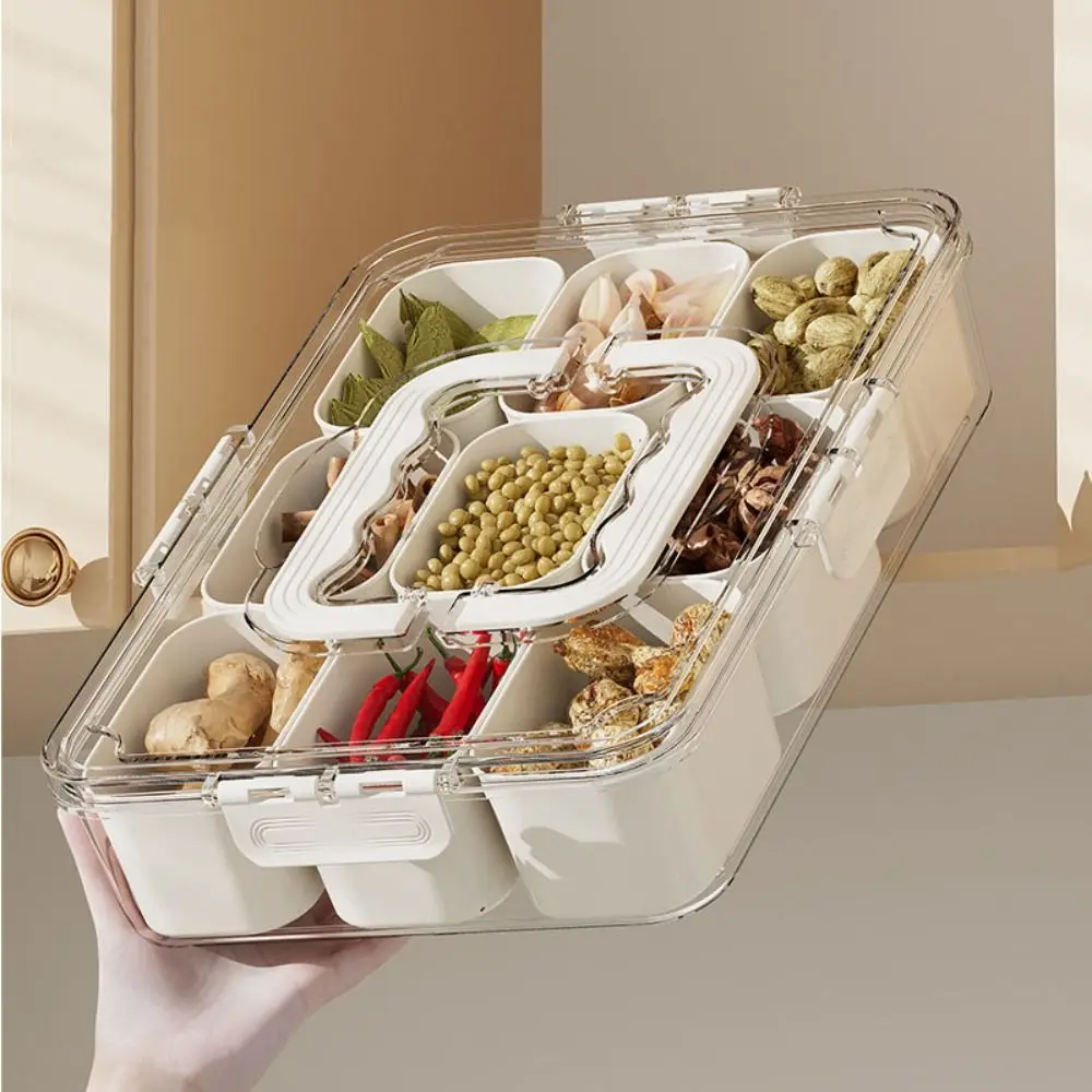 

PP Snackle Box Charcuterie Container with Lid and Handle Snack Platters Portable Clear Organizer for Snacks Divided Serving Tray