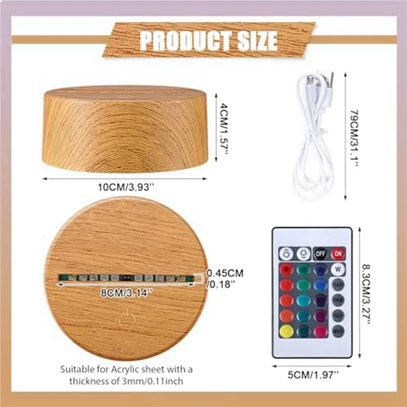 【Hot Selling】12 Pcs Christmas 3D Night LED Lamp Base Gift 16 Colors LED Light Display Base With Remote Control USB Cable Lamp Ba