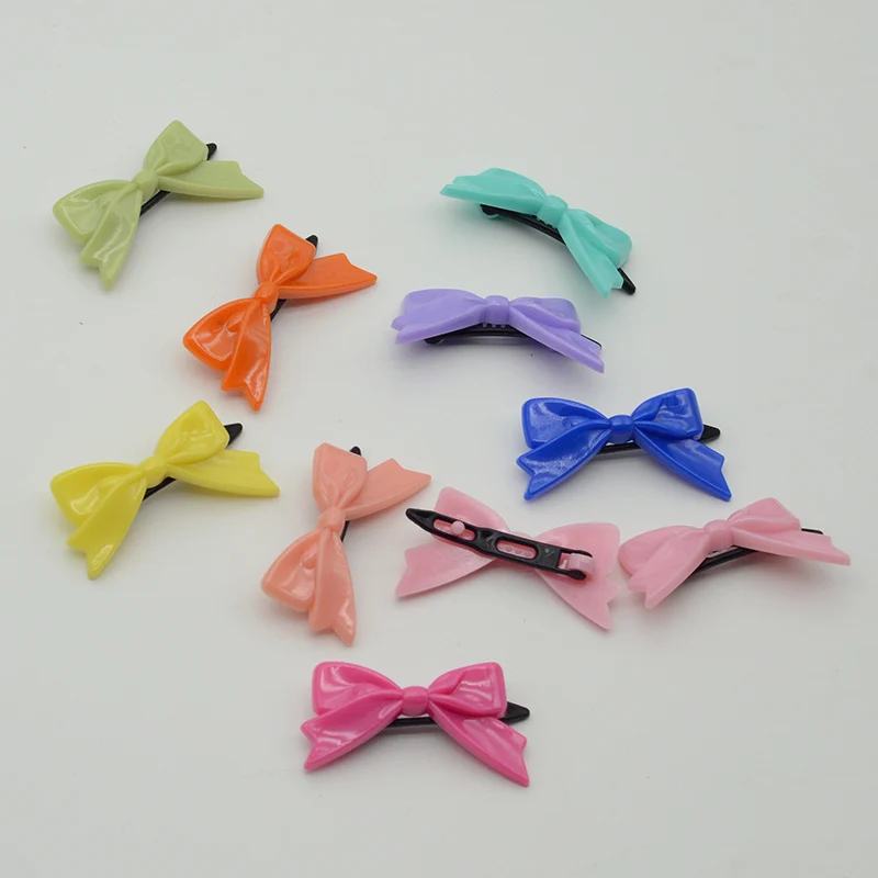 50PCS Candy Colorful Flower Hair Clips Non-slip Plastic Star Hairpins For Girls Sweet Tiaras Snap Clips Bows Hairgrip For Kids