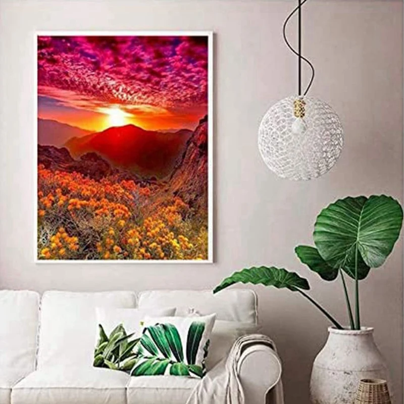 6 Pack Colourful Sunset Diamond Painting Set Adult 5D Landscape Full Diamond DIY Painting Rhinestone 30 X 40 Cm