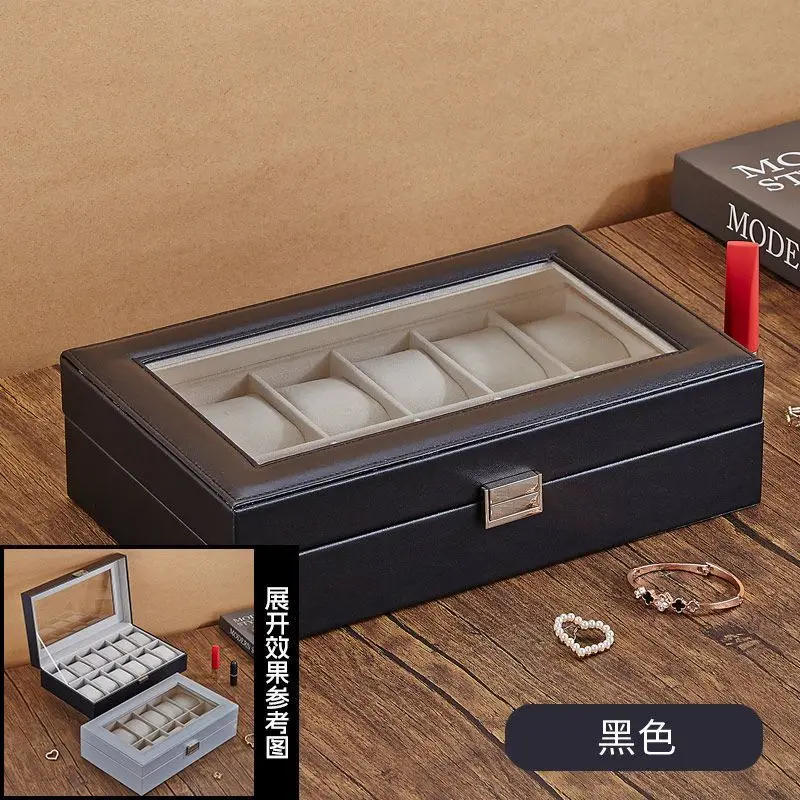 12-slot  Slot Men Is Watch Box Box Black Watch Bracket Display Box Holiday Gifts