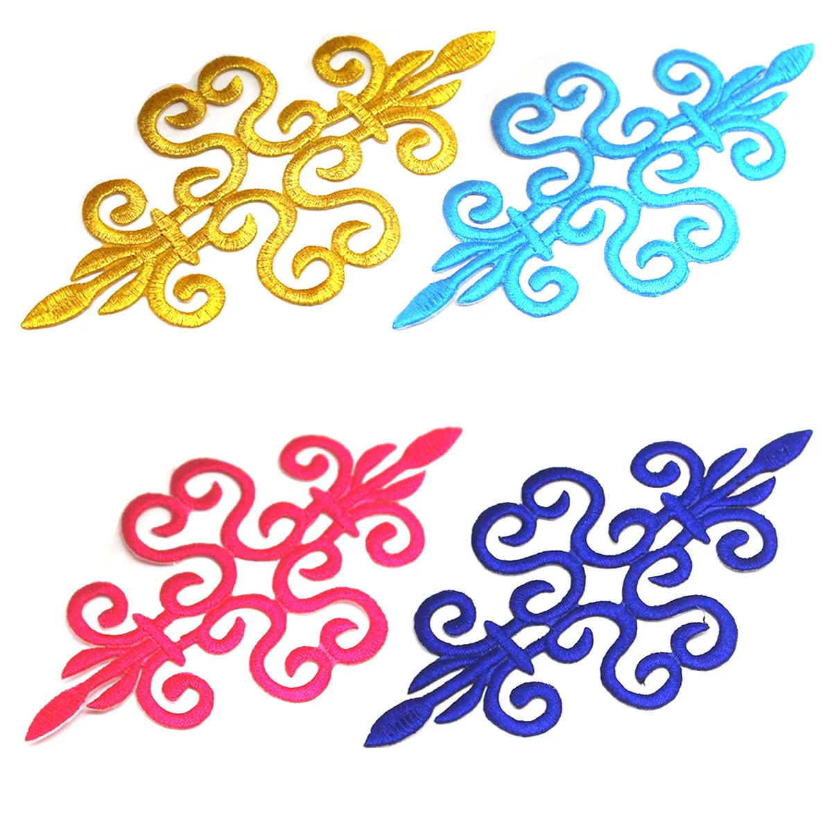 1 Piece Gold Embroidery Appliques Cosplay Trims Accessory Iron on Flower Patches 16-8cm