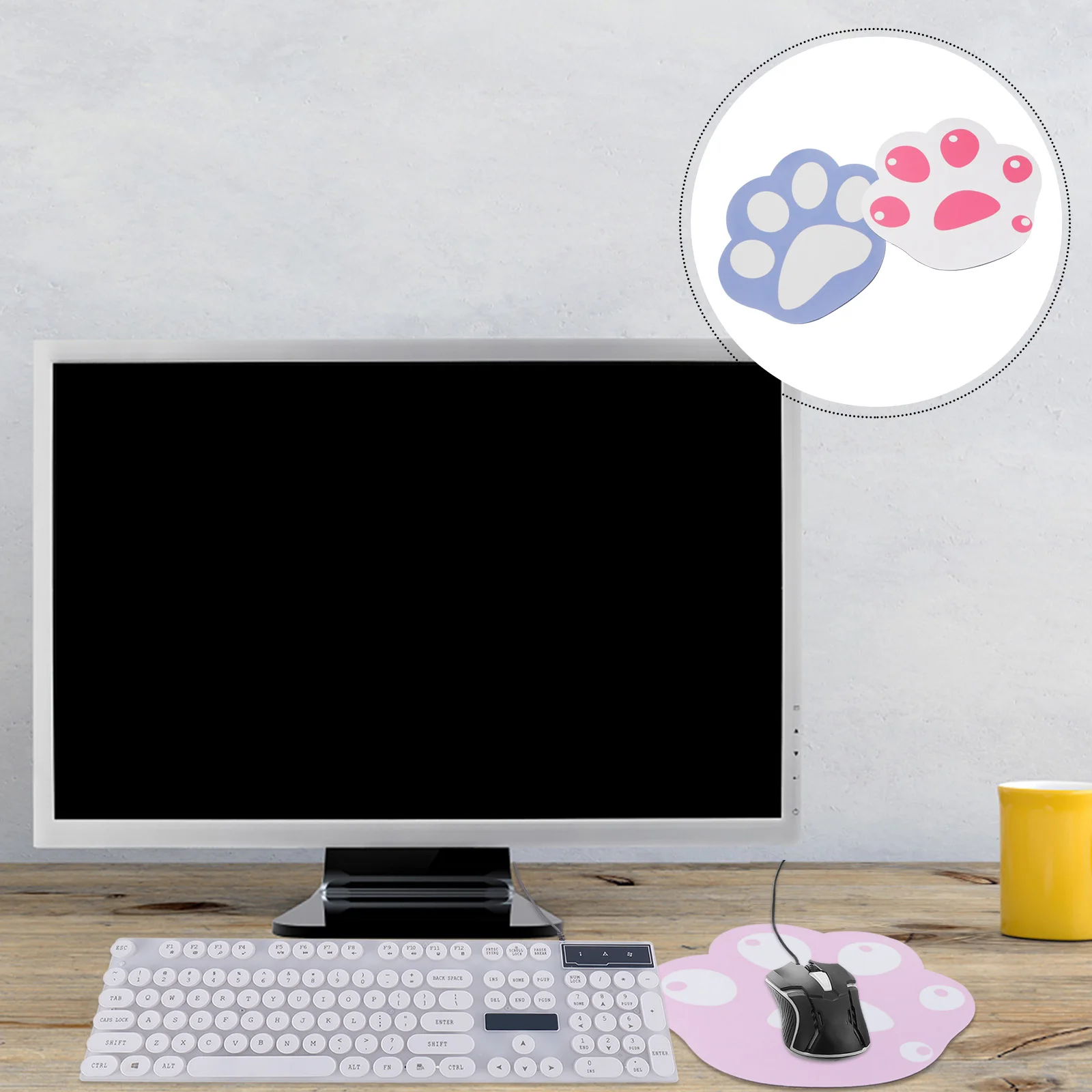 

2 Pcs Cartoon Mouse Pad Computer Accessories Cat Claw Mousepads Mice Mats Bases Paw Miss