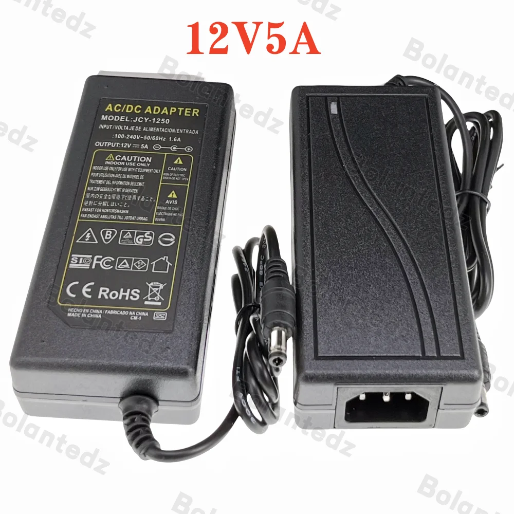 Power Supply 12V 5A AC 100V 220V DC 12V 5A 5000mA Converter Adapter Universal Power Adapter 5.5mm x 2.1-2.5mm For LED Strip CCTV