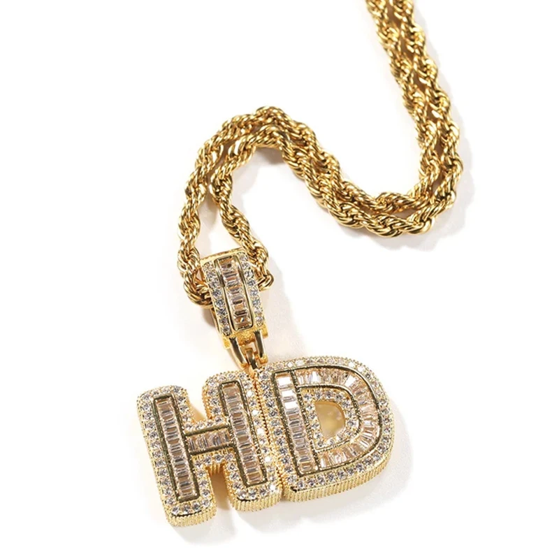 Collar con Nombre Personalizado DUOYING, 26 Letras de Azúcar Cristalizada, Cadena de Cobre Trenzada, Chapado en Oro de 18k, Regalo Personalizado para Fiestas