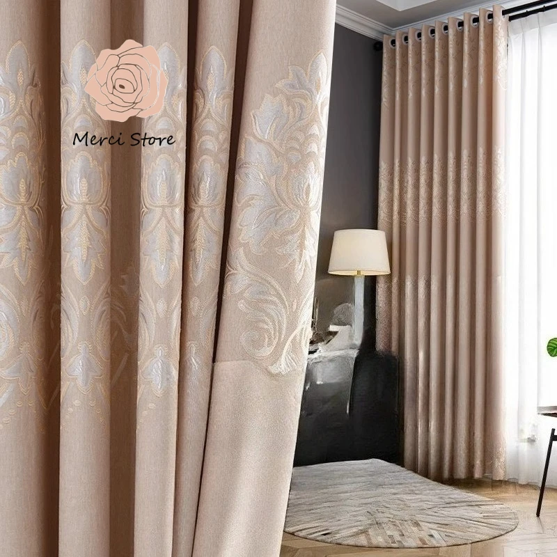 

Luxury Modern Curtains for Living Room Bedroom New Blackout Bay Window Light Filtering Sunshade Thermal Insulated Rental Home