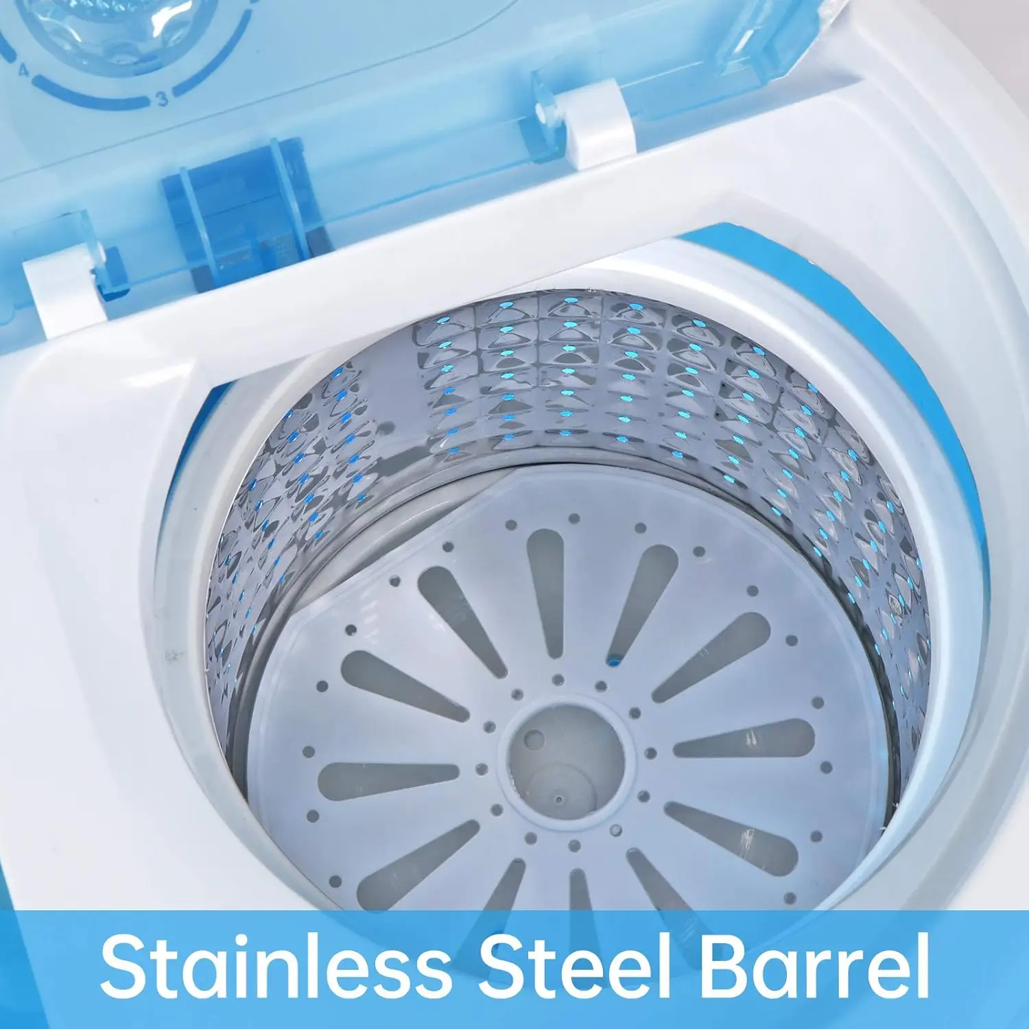 غسالة ملابس محمولة قابلة للتخصيص، حوض مزدوج صغير، غسالة غسيل صغيرة، مجفف دوار بسعة 9.9 رطل، خفيف #5