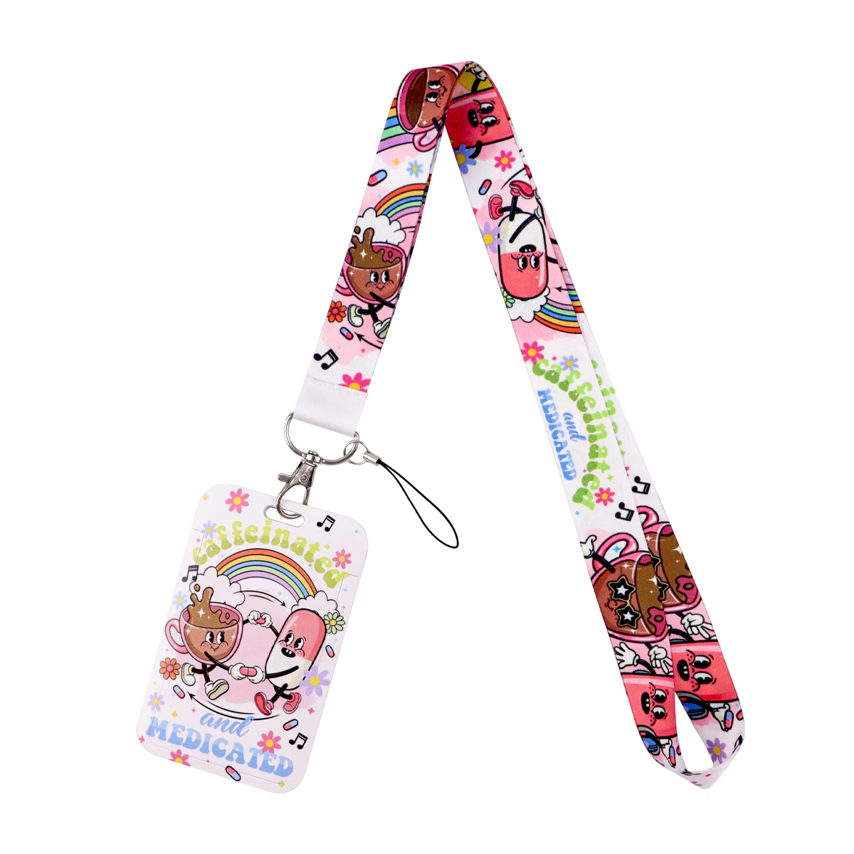 

Cartoon Caffeine Neck Strap Lanyards Keychain Badge Holder ID Credit Card Pass Women Men Hang Rope Lariat Lanyard for Keys