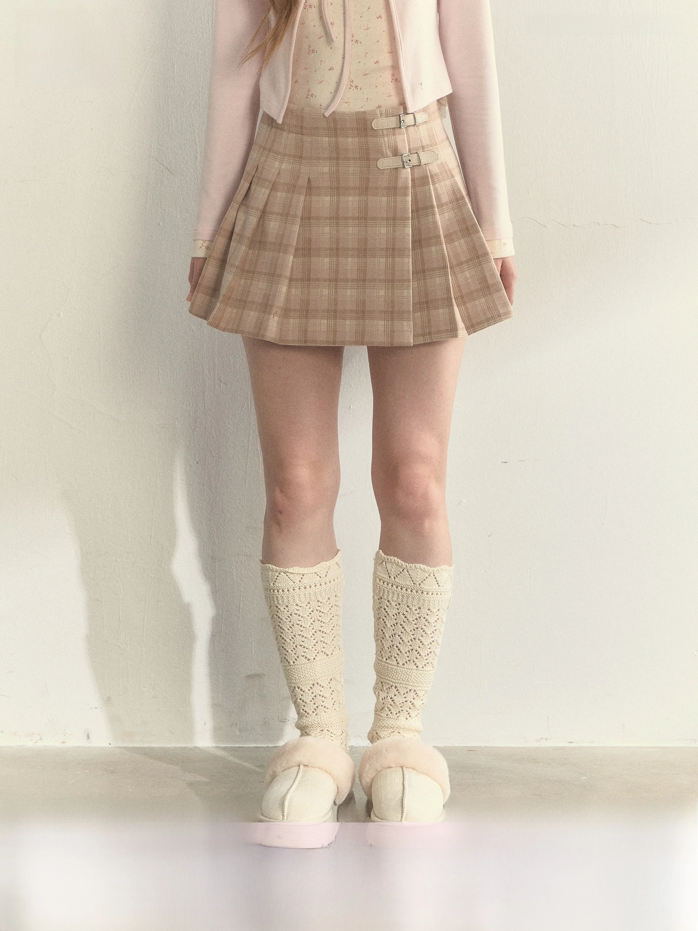 SunsetPark Retro One-Piece Plaid Brown Polka Dot Skirt Secret Yearring Vintage Style Women's  Skirt Polyester Fiber