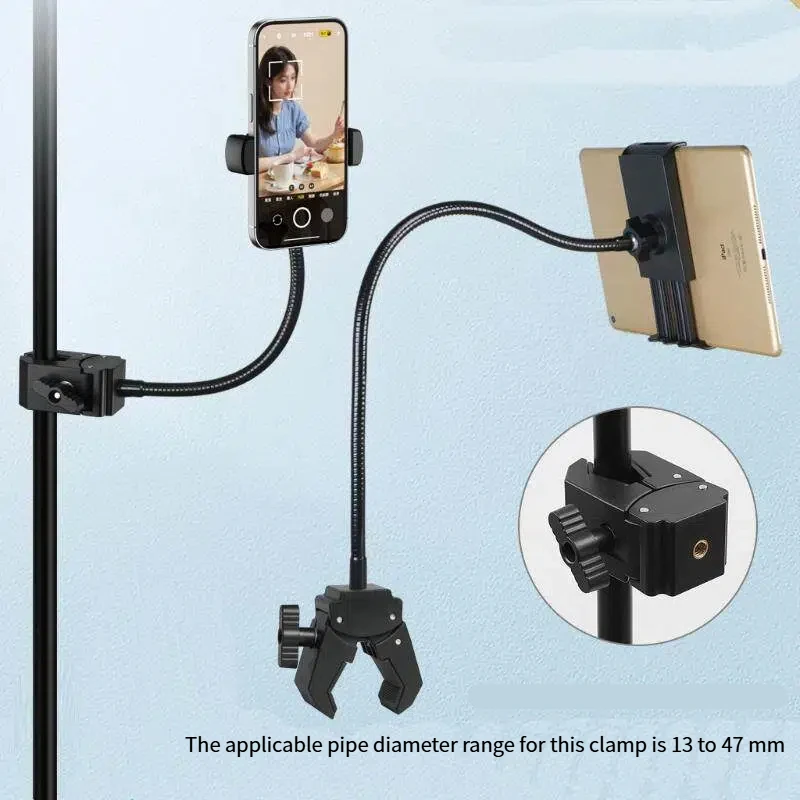 1 Set Metal Hose Microphone Stand Music Stand Flexible Phone Tablet Holder For 5 To 12.9 Inch Tablets And Smartphones