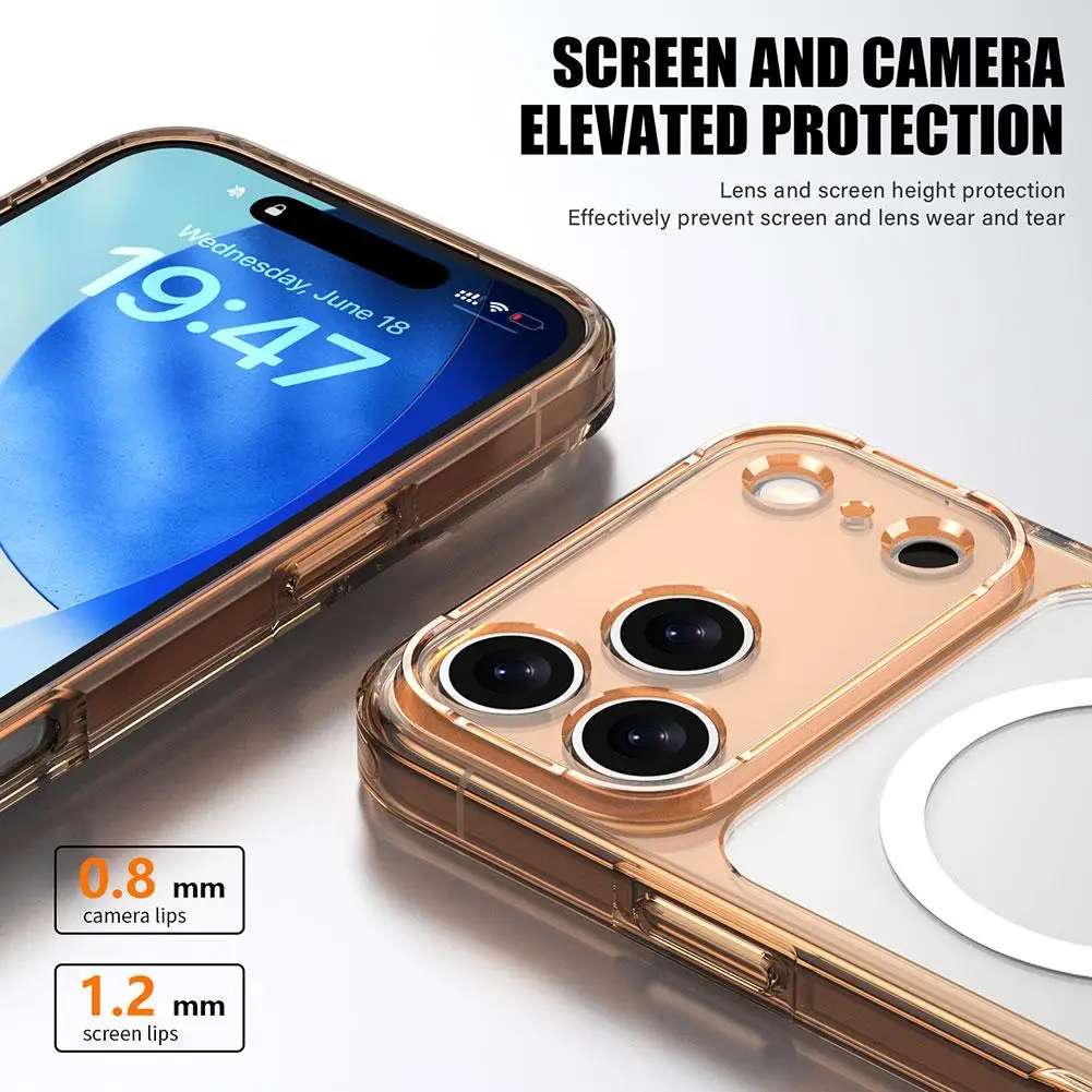 Etui na telefon iPhone 17 Pro/Pro Max/Air Aurora, przezroczyste, magnetyczne, z TPU, odporne na upadki, proste i nieżółknące, ochronne.