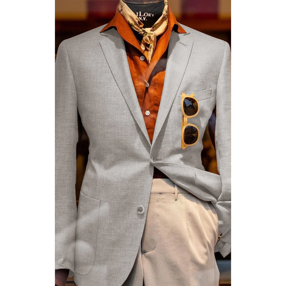 Men's Suit Jacket Linen Fabric Thin Breathable Summer New Style Elegant Fashion Casual Slim Design Single Breasted Suits Male